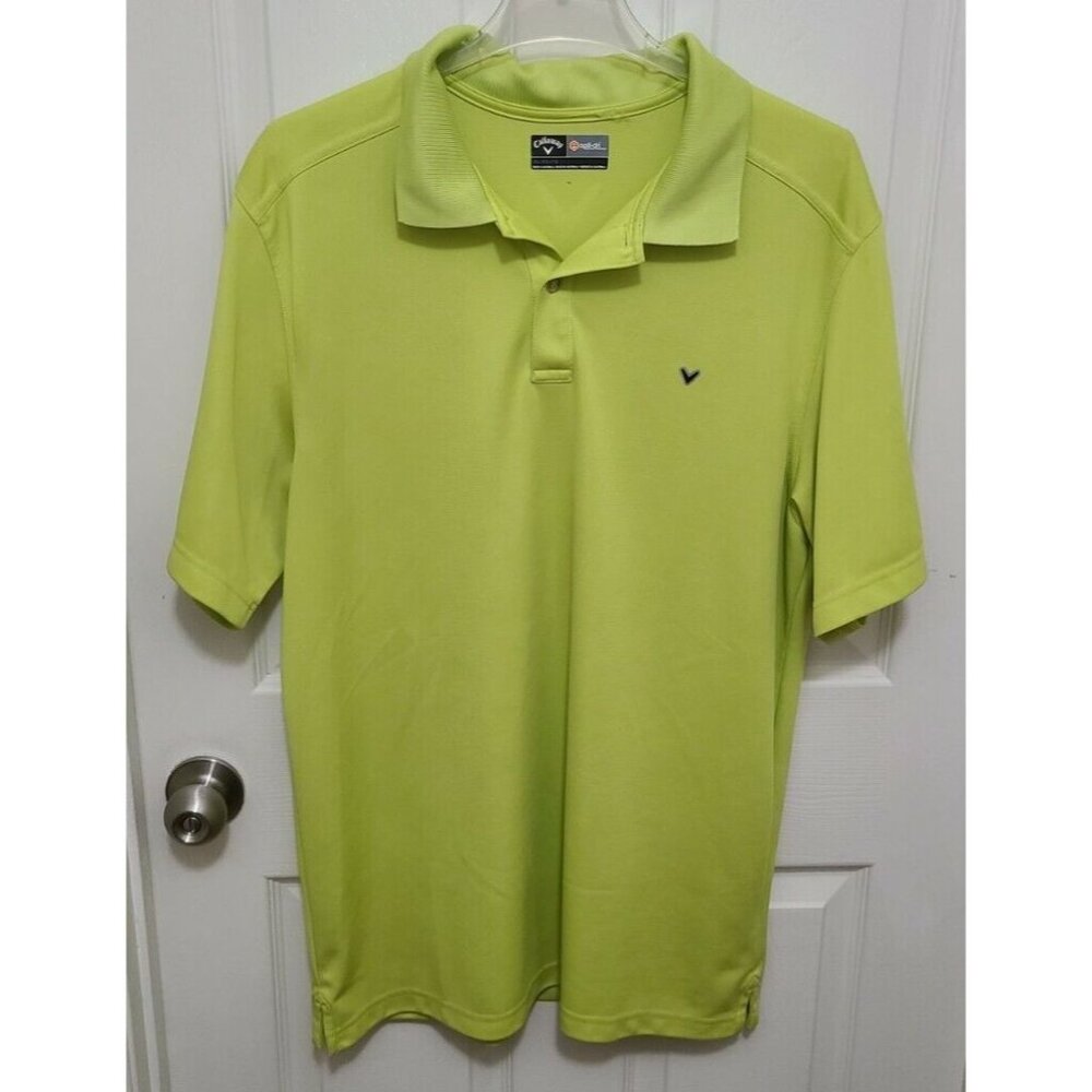 Callaway Opti-Dri Short Sleeve Golf Polo‎ Shirt Solid Neon Green Polyester Sz XL